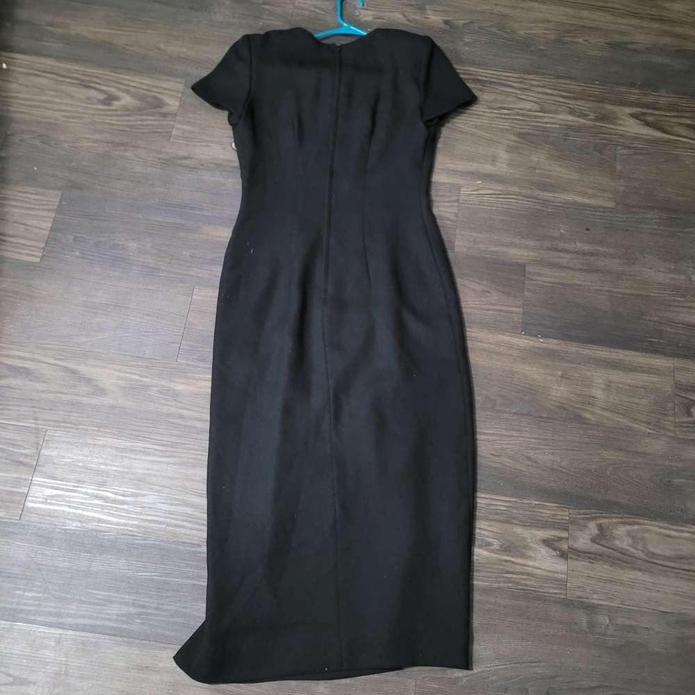 Vintage 90s Black Sheath Dress with Side Button Detail Size 6 - Picture 2 of 4